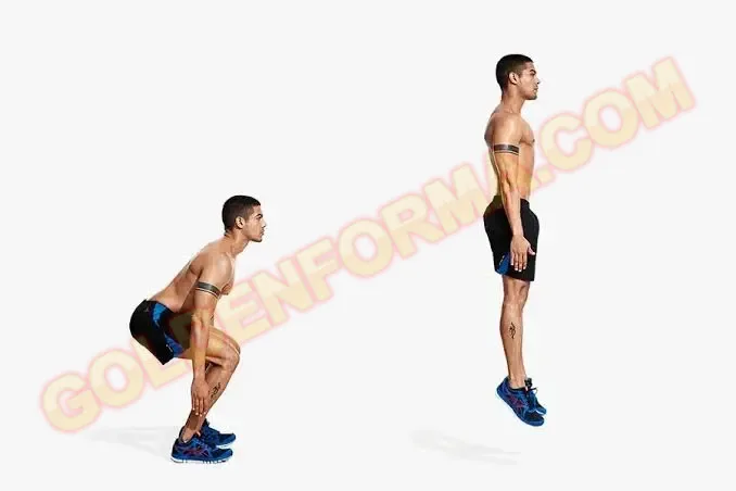 3 .  تمرين قرفصاء مع القفز - squat jump  تمارين كارديو للجسم كامل