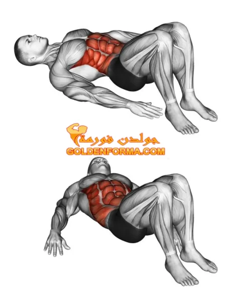 تمرين لمس كعب القدم toes touch تمارين البطن للمبتدئين